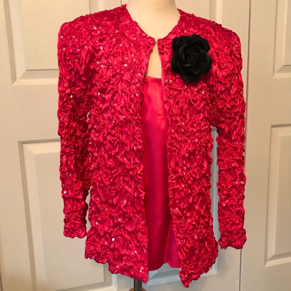 Hot pink, sequined jacket & tank top